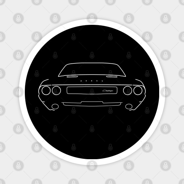 1970 Dodge Challenger classic car white outline graphic Magnet by soitwouldseem